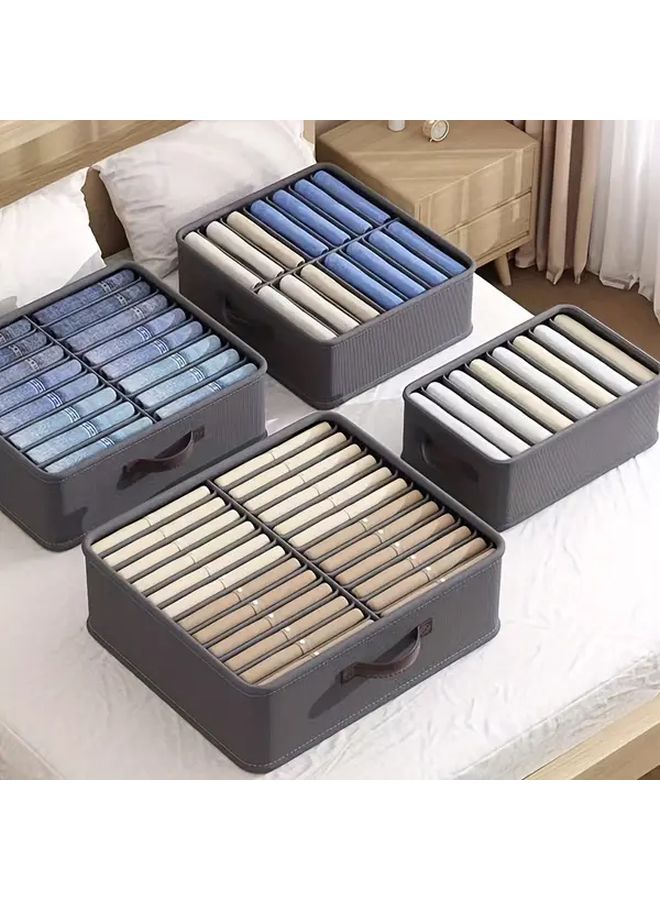 Grey Foldable Storage Boxes With Lids 2pcs For Wardrobe Clothes Organizer - Image 5